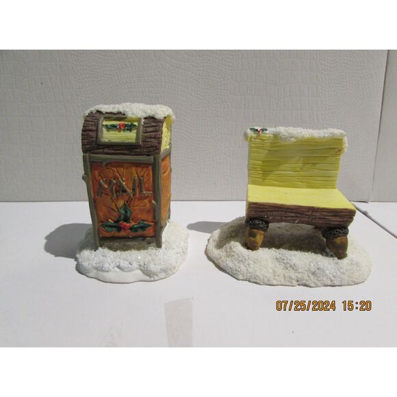 CHARMING TAILS SILVESTRI FIGURINES MAIL BOX & BENCH CHRISTMAS CHARMING TAILS - Picture 1 of 6